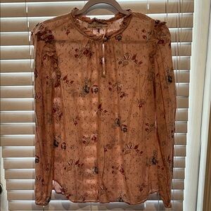 LOFT Floral Blouse in Warm Peach